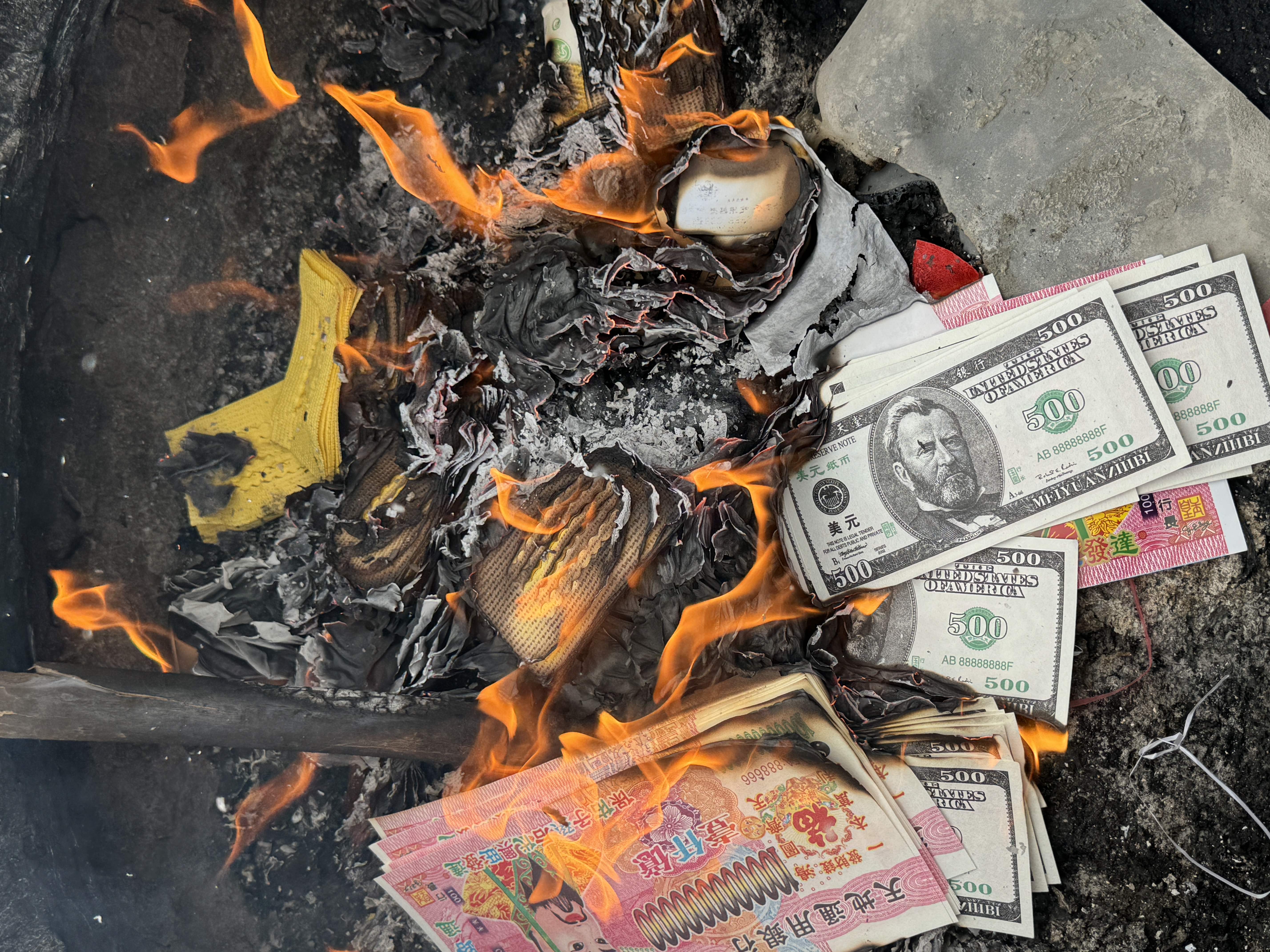 burning fake money